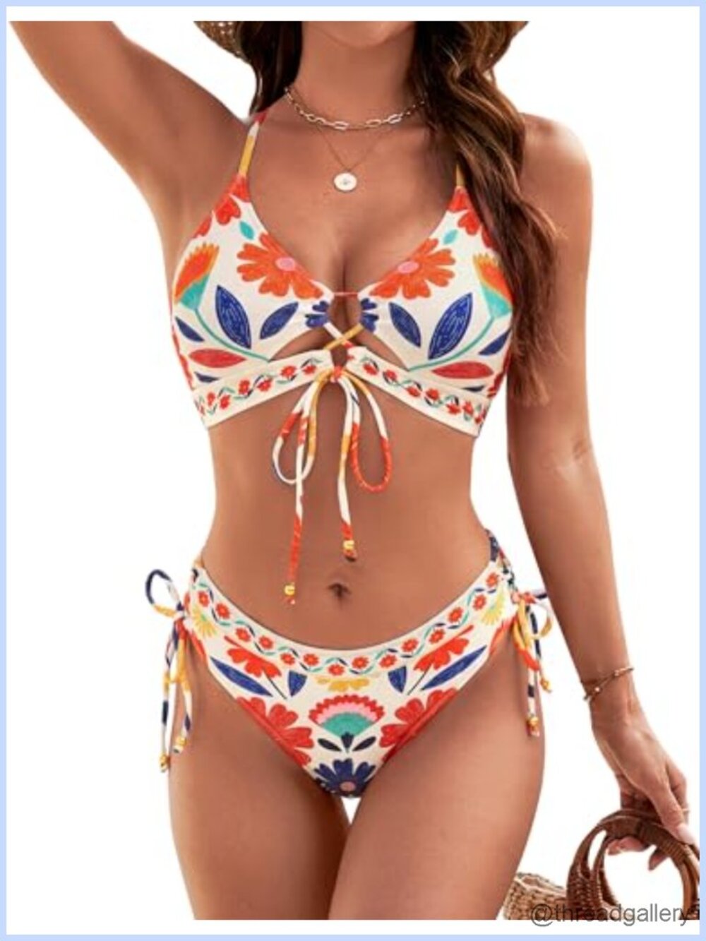 Women's Cutout Two Piece Bikini Set High Cut Cheeky Swimsuit Adjustable Criss